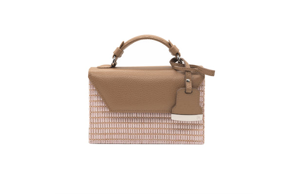 Nude Raffia mini Cynthia Top Handle