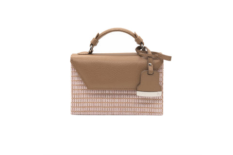Nude Raffia mini Cynthia Top Handle