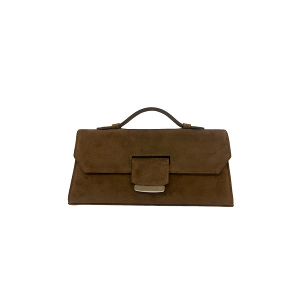 Olive Suede Lara Clutch