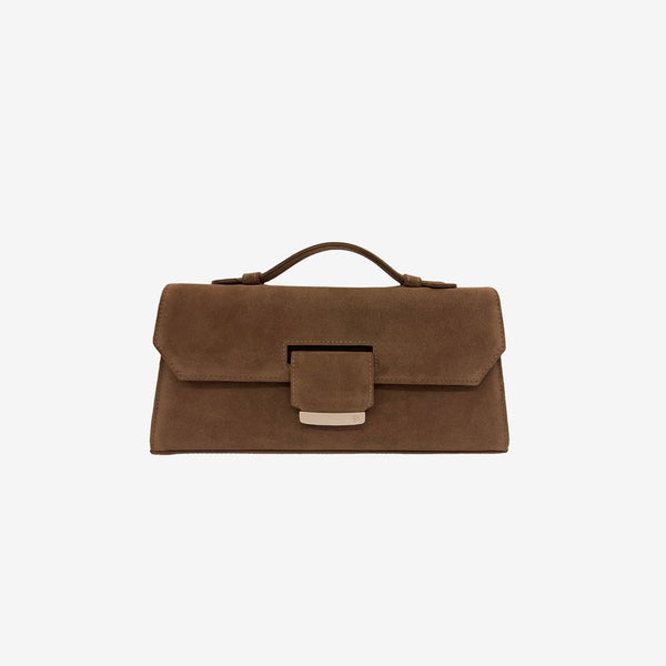 Taupe Suede Lara Clutch