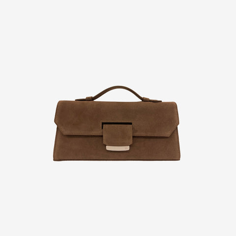 Taupe Suede Lara Clutch