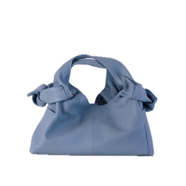 Textured Italian Leather Light Blue Aria Handbag