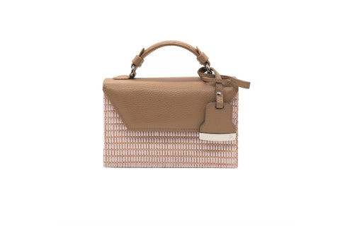 Nude Raffia mini Cynthia Top Handle