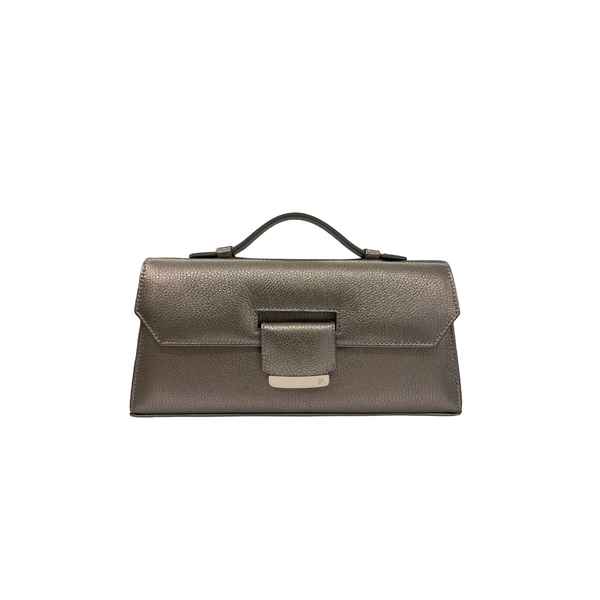 Silver Chrome shimmer Lara Clutch