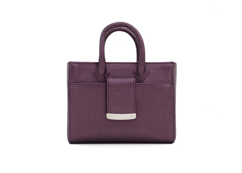 Structured Leather Aubergine Ella Mini Tote