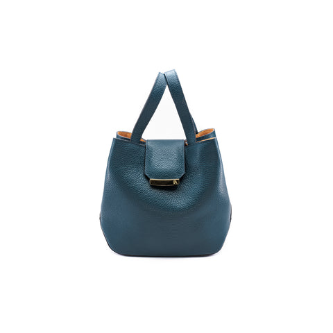 Structured Leather Blue Jeans Medium Lulwa Bag