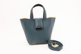 Structured Leather Blue Jeans Mini Lulwa Bag