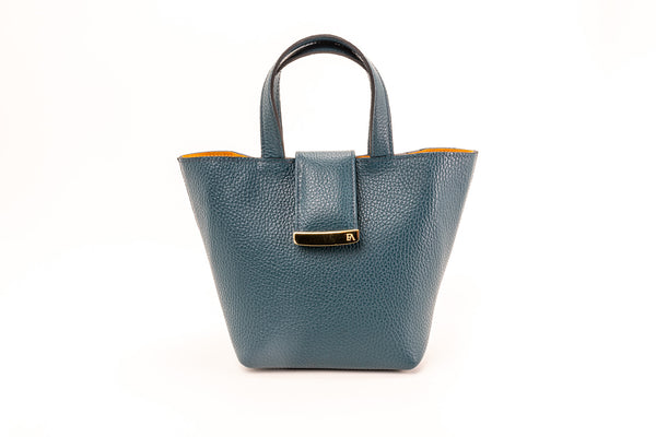 Structured Leather Blue Jeans Mini Lulwa Bag