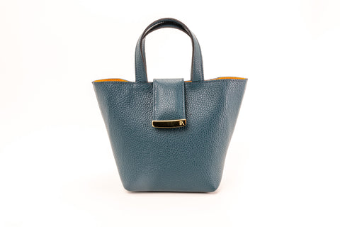 Structured Leather Blue Jeans Mini Lulwa Bag