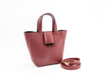 Structured Leather Bordeaux Mini Lulwa Bag