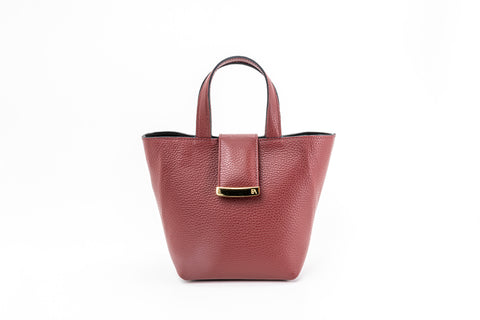 Structured Leather Bordeaux Mini Lulwa Bag