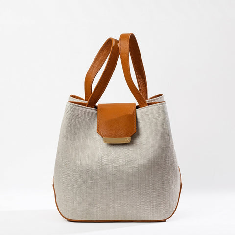 Structured Leather Canvas Medium Lulwa Bag