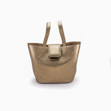 Structured Leather Champagne Gold Medium Lulwa Bag