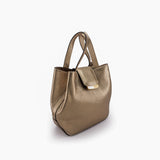 Structured Leather Champagne Gold Medium Lulwa Bag