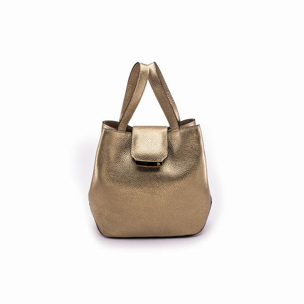 Structured Leather Champagne Gold Medium Lulwa Bag