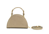 Structured Leather Champagne Mini Jenna Taco Bag
