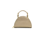 Structured Leather Champagne Mini Jenna Taco Bag