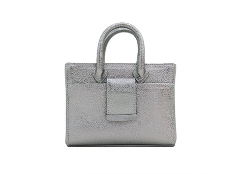 Structured Leather Chrome Ella Mini Tote