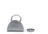 Structured Leather Chrome Silver Mini Jenna Taco Bag