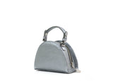 Structured Leather Chrome Silver Mini Jenna Taco Bag