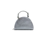 Structured Leather Chrome Silver Mini Jenna Taco Bag