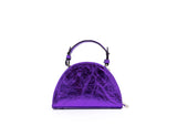 Structured Leather Galaxy Purple Mini Jenna Taco Bag