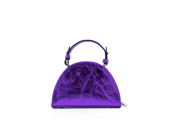 Structured Leather Galaxy Purple Mini Jenna Taco Bag