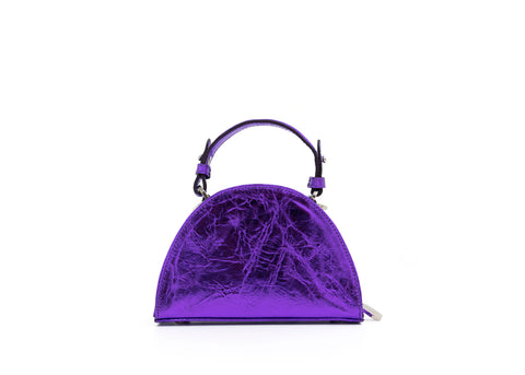 Structured Leather Galaxy Purple Mini Jenna Taco Bag