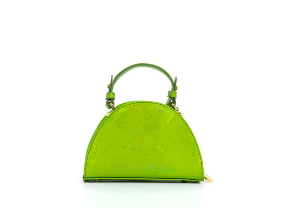 Structured Leather Lime Green Mini Jenna Taco Bag