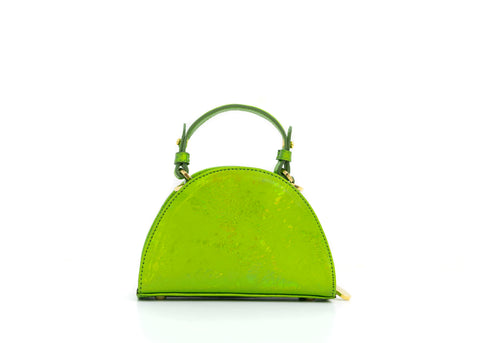 Structured Leather Lime Green Mini Jenna Taco Bag