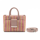 Structured Leather Pink Raffia Ella Mini Tote