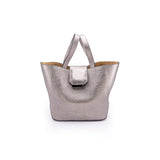 Structured Leather Silver Chrome Medium Lulwa Bag