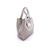 Structured Leather Silver Chrome Medium Lulwa Bag