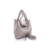Structured Leather Silver Chrome Medium Lulwa Bag