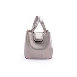 Structured Leather Silver Chrome Medium Lulwa Bag