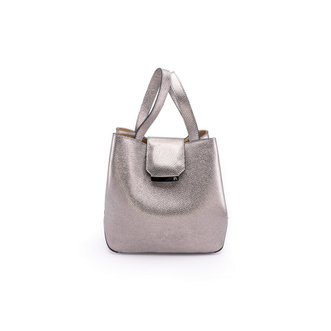 Structured Leather Silver Chrome Medium Lulwa Bag