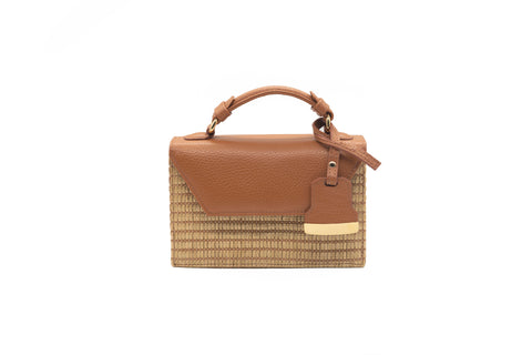 Tan Raffia mini Cynthia Top Handle
