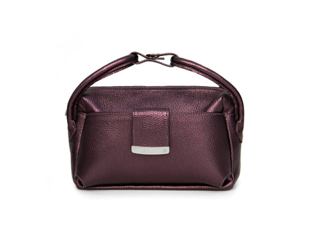 Textured Italian Leather Aubergine Gigi Tote Handbag