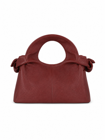Textured Italian Leather Bordeaux Aria Handbag