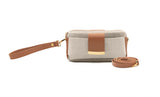 Textured Italian Leather Canvas Tan Gigi Pouchette