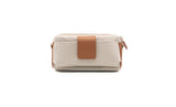 Textured Italian Leather Canvas Tan Gigi Pouchette