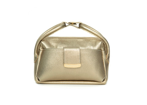 Textured Italian Leather Champagne Gigi Tote Handbag