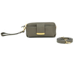 Textured Italian Leather Dark Taupe Gigi Pouchette