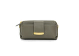 Textured Italian Leather Dark Taupe Gigi Pouchette