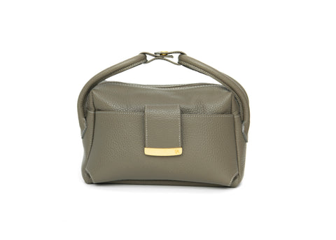 Textured Italian Leather Dark Taupe Gigi Tote Handbag