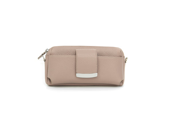 Textured Italian Leather Dusty Pink Gigi Pouchette