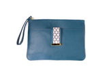 Textured Italian Leather JRD Blue Jeans Karla Pouch