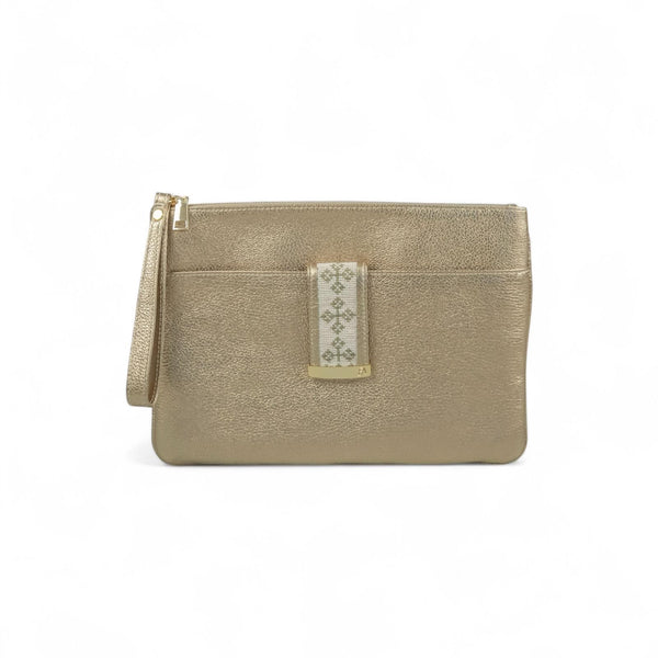 Textured Italian Leather JRD Champagne Gold Karla Pouch