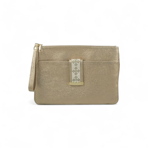 Textured Italian Leather JRD Champagne Gold Karla Pouch