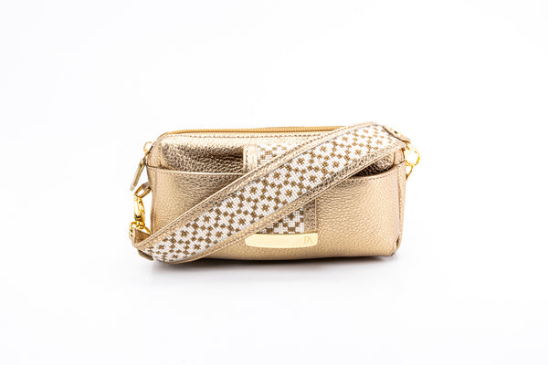 Textured Italian Leather JRD Collaboration Champagne Gold Gigi Pouchette